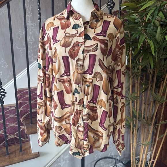 EAGLE EYE English Equestrian ladies long sleeve blouse large very good condition - Picture 5 of 11